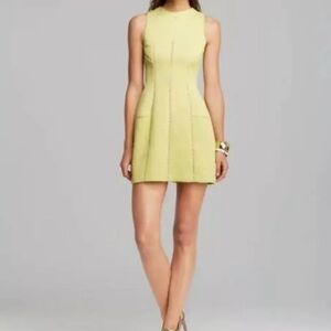 Rebecca Taylor Chartreuse Textured Brocade Dress